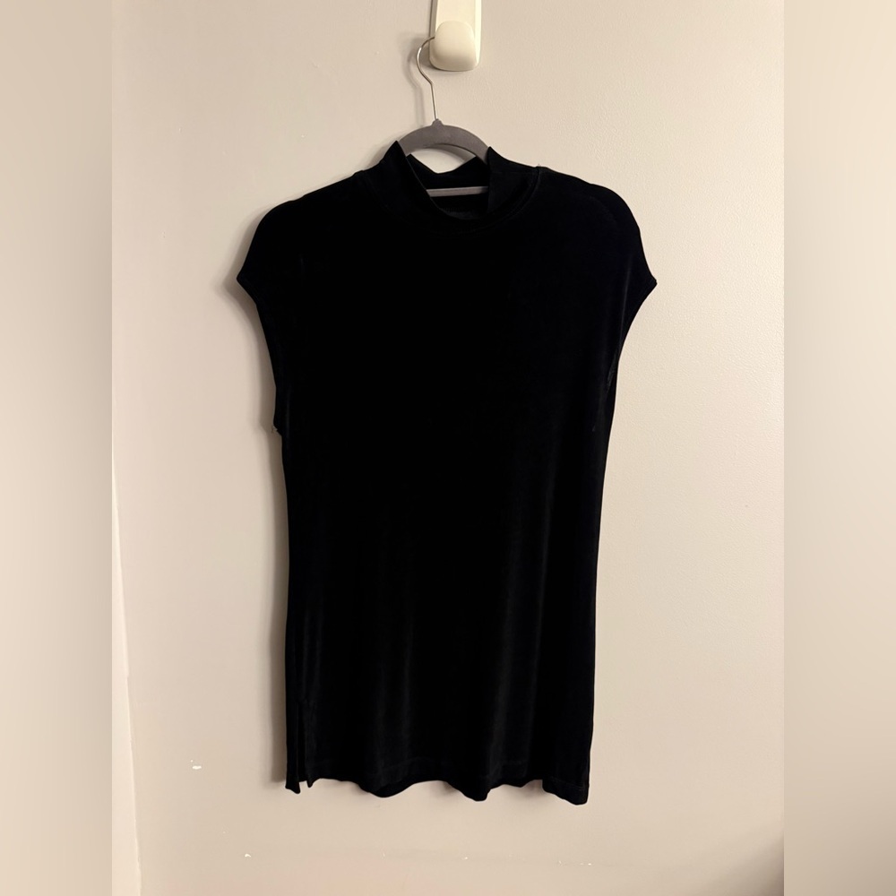 Coldwater Creek Black Mock Neck Cap-Sleeve Tunic